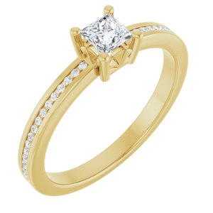 18K Yellow Gold 3.5x3.5 mm Square Ring Mounting