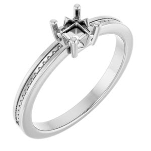 10K White Gold 3.5x3.5 mm Square Ring Mounting – image 2