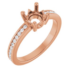 14K Rose Gold 6.5 mm Round 1/5 CTW Natural Diamond Semi-Set Ring – image 2