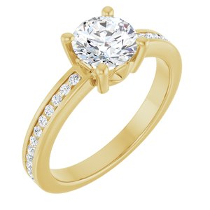 14K Yellow Gold 6.5 mm Round .04 CTW Lab-Grown Diamond Semi-Set Ring