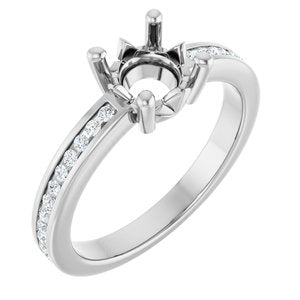 Sterling Silver 6.5 mm Round 1/5 CTW Natural Diamond Semi-Set Ring – image 2