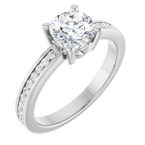 Sterling Silver 6.5 mm Round .04 CTW Lab-Grown Diamond Semi-Set Ring