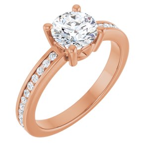 14K Rose Gold 6.5 mm Round .04 CTW Lab-Grown Diamond Semi-Set Ring