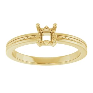 10K Yellow Gold 3.5x3.5 mm Square Ring Mounting – image 6