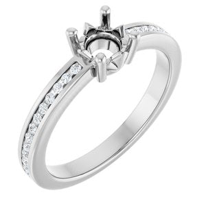 14K White Gold 5.2 mm Round .04 CTW Lab-Grown Diamond Semi-Set Ring – image 2