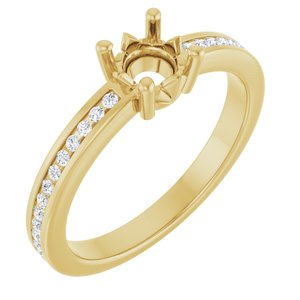 14K Yellow Gold 5.2 mm Round 1/10 CTW Natural Diamond Semi-Set Ring – image 2