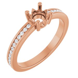 14K Rose Gold 5.2 mm Round .04 CTW Lab-Grown Diamond Semi-Set Ring – image 2