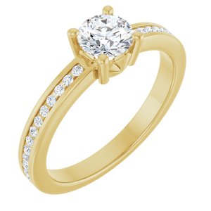 14K Yellow Gold 5.2 mm Round .04 CTW Lab-Grown Diamond Semi-Set Ring