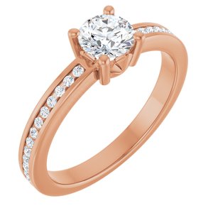 14K Rose Gold 5.2 mm Round .04 CTW Lab-Grown Diamond Semi-Set Ring