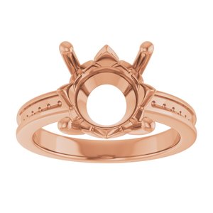 18K Rose Gold 11 mm Round Ring Mounting – image 6