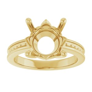 10K Yellow Gold 11 mm Round Ring Mounting – image 6