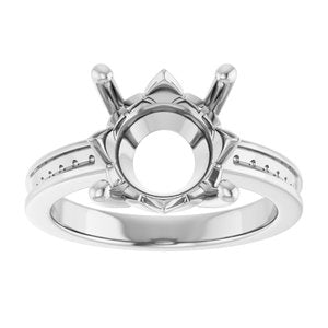 14K White Gold 11 mm Round Ring Mounting – image 6