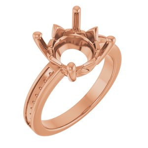 10K Rose Gold 11 mm Round Ring Mounting – image 2
