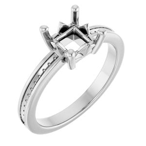 10K White Gold 5.5x5.5 mm Square Ring Mounting – image 2