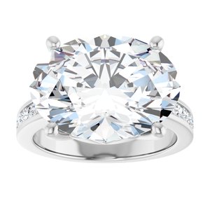 14K X1 White Gold 16x12 mm Oval Ring Mounting – image 5