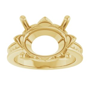 18K Yellow Gold 16x12 mm Oval Ring Mounting – image 6