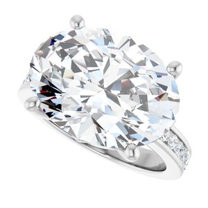 14K White Gold 16x12 mm Oval Ring Mounting – image 8