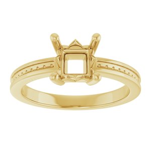 18K Yellow Gold 5.5x5.5 mm Square Ring Mounting – image 6