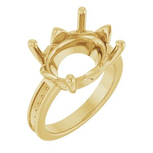14K Yellow Gold 16x12 mm Oval Ring Mounting – image 2