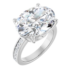 14K X1 White Gold 16x12 mm Oval Ring Mounting