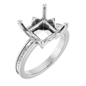 14K X1 White Gold 9x9 mm Square Ring Mounting – image 2