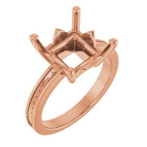 18K Rose Gold 9x9 mm Square Ring Mounting – image 2