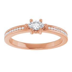18K Rose Gold 5x3 mm Marquise Ring Mounting – image 5