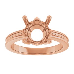 18K Rose Gold 9.4 mm Round Ring Mounting – image 6