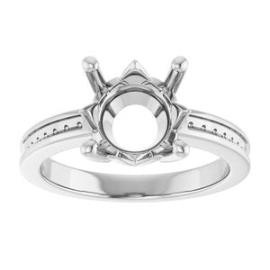 14K White Gold 9.4 mm Round Ring Mounting – image 6
