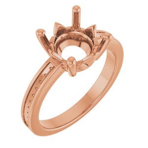 10K Rose Gold 9.4 mm Round Ring Mounting – image 2