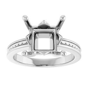14K X1 White Gold 9x9 mm Square Ring Mounting – image 6