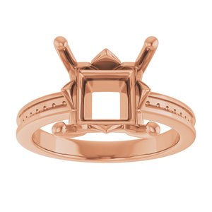 18K Rose Gold 9x9 mm Square Ring Mounting – image 6