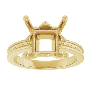 10K Yellow Gold 9x9 mm Square Ring Mounting – image 6