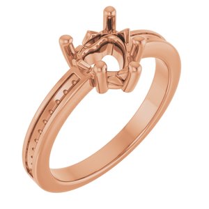 14K Rose Gold 6.5x6.5 mm Heart Ring Mounting – image 2