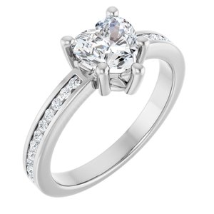 14K White Gold 6.5x6.5 mm Heart Ring Mounting