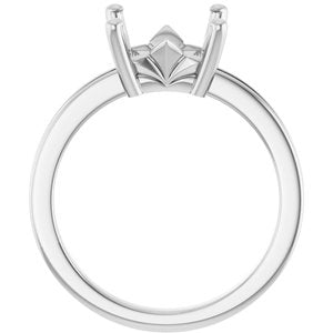 10K White Gold 7.5x7.5 mm Square Ring Mounting – image 4