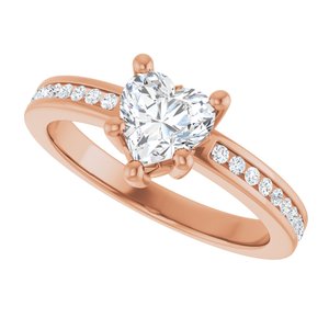 10K Rose Gold 6x6 mm Heart Ring Mounting – image 8