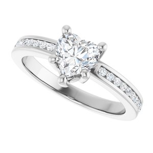 14K White Gold 6x6 mm Heart Ring Mounting – image 8