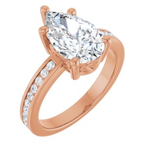 10K Rose Gold 12x7.5 mm Pear Ring Mounting