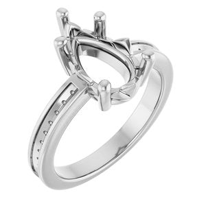 18K White Gold 12x7.5 mm Pear Ring Mounting – image 2
