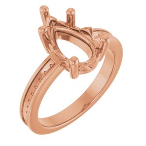 14K Rose Gold 12x7.5 mm Pear Ring Mounting – image 2