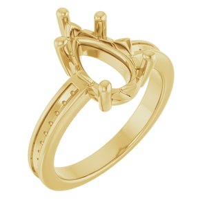 14K Yellow Gold 12x7.5 mm Pear Ring Mounting – image 2