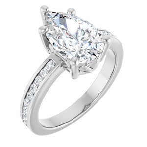 10K White Gold 12x7.5 mm Pear Ring Mounting