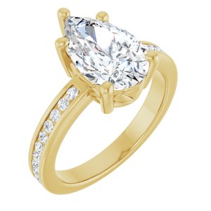14K Yellow Gold 12x7.5 mm Pear Ring Mounting