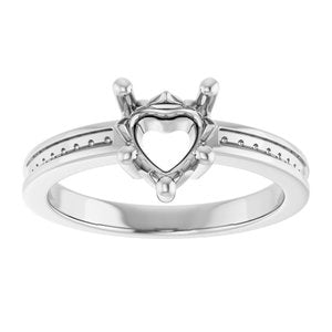 18K White Gold 6.5x6.5 mm Heart Ring Mounting – image 6