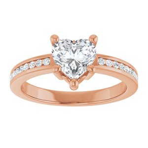 14K Rose Gold 6.5x6.5 mm Heart Ring Mounting – image 5