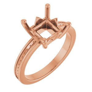 10K Rose Gold 7.5x7.5 mm Square Ring Mounting – image 2