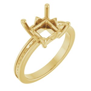 18K Yellow Gold 7.5x7.5 mm Square Ring Mounting – image 2