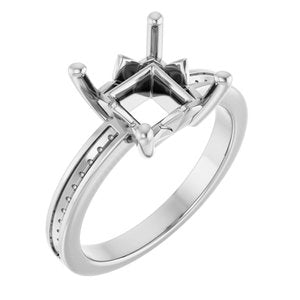 14K X1 White Gold 7.5x7.5 mm Square Ring Mounting – image 2
