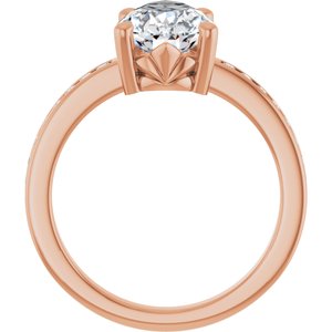 18K Rose Gold 12x7.5 mm Pear Ring Mounting – image 3